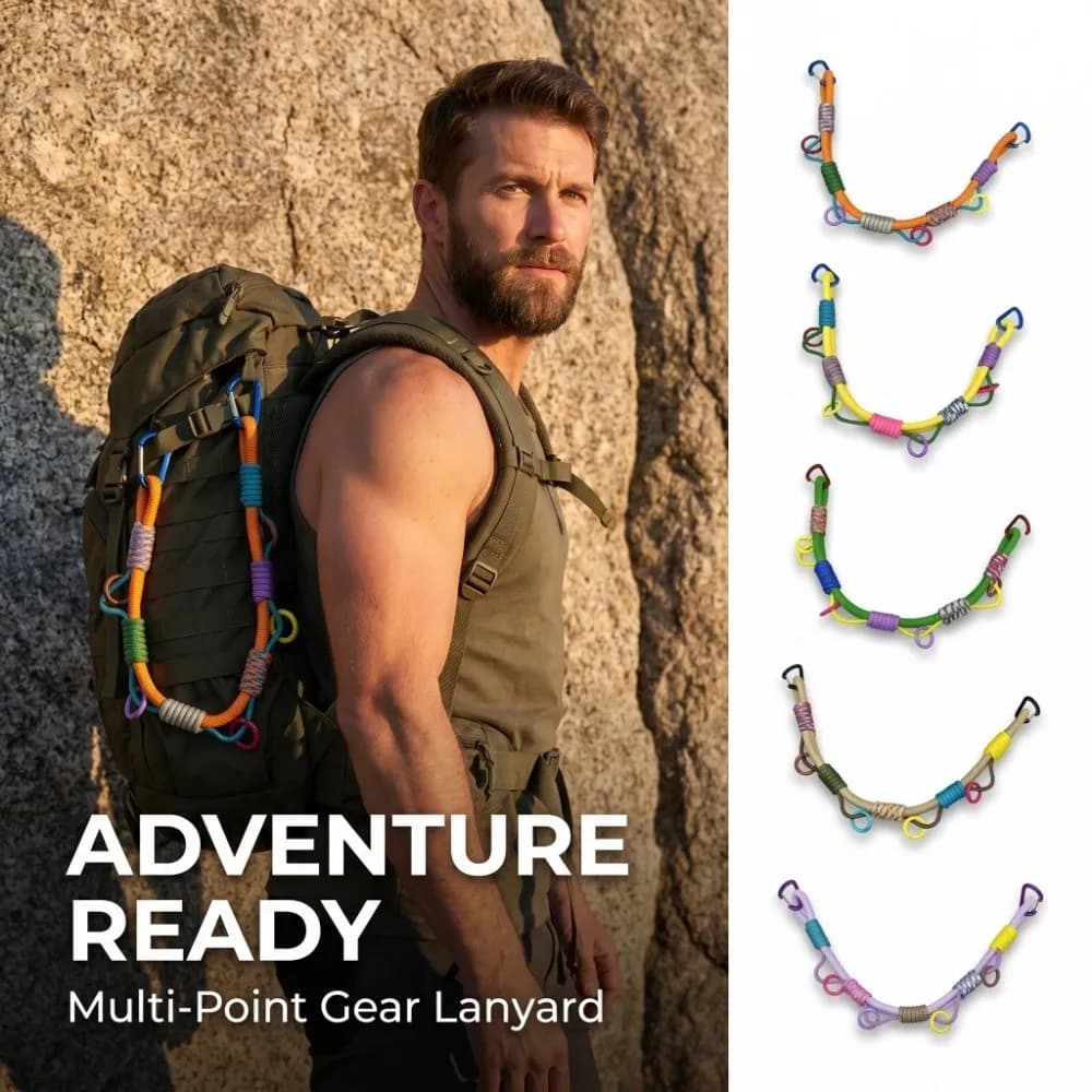 Multi-hanging Points Backpack Extension Lanyard Colorful Adjustable Hand Woven Paracord Rope Multi-purpose Anti-lost