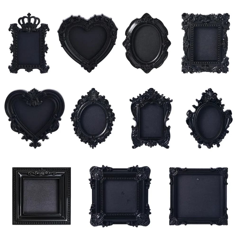 Mini Photo Frames Resin Wall Space DIY Vintage Picture Frame Baroque Ornate Black Wedding Photo Display Frames Gifts