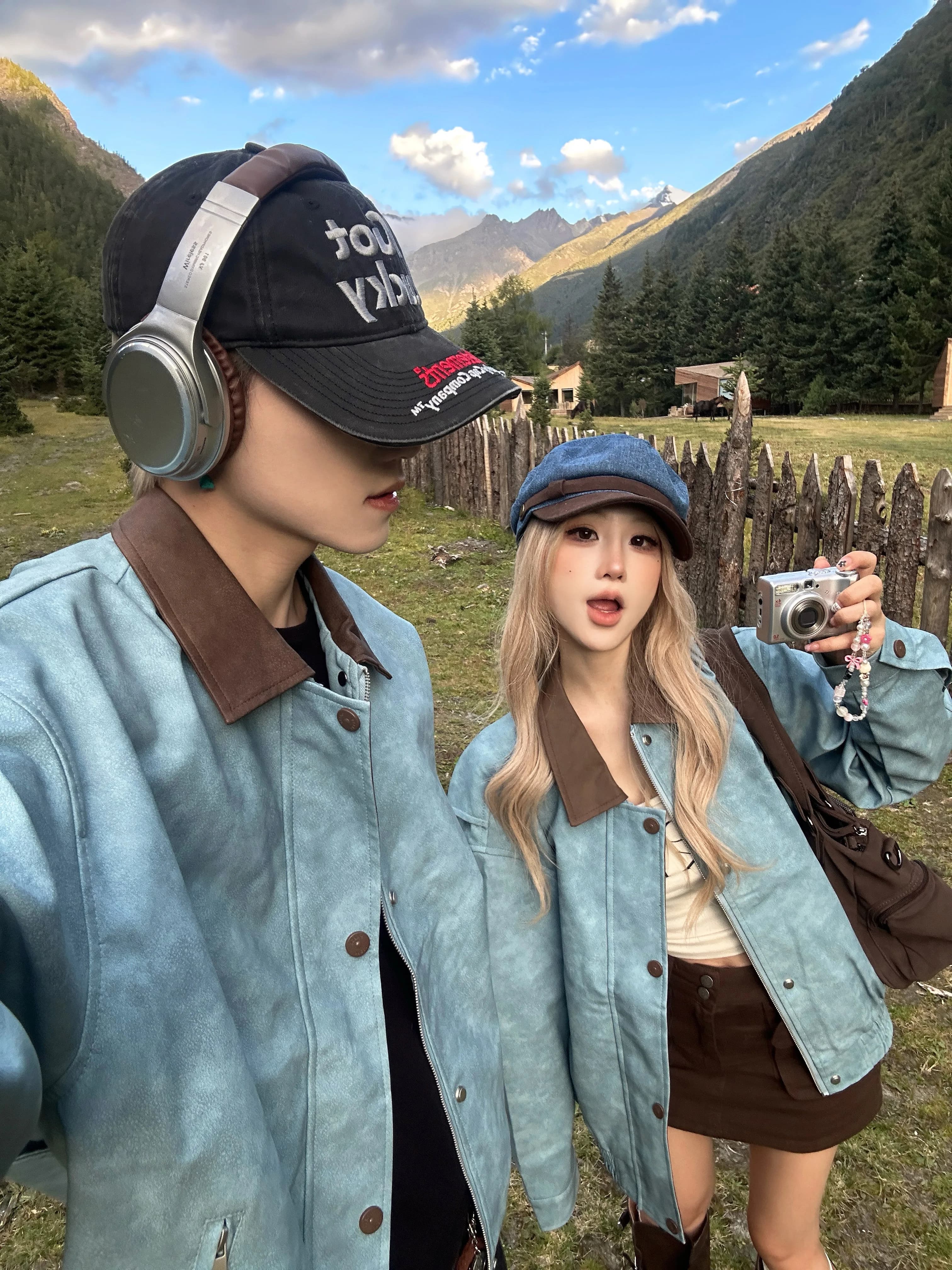 Retro American PU Leather Workwear Jacket Loose Fit Collar Unisex Spring Fashion Korean Style Couple's Outerwear Coat