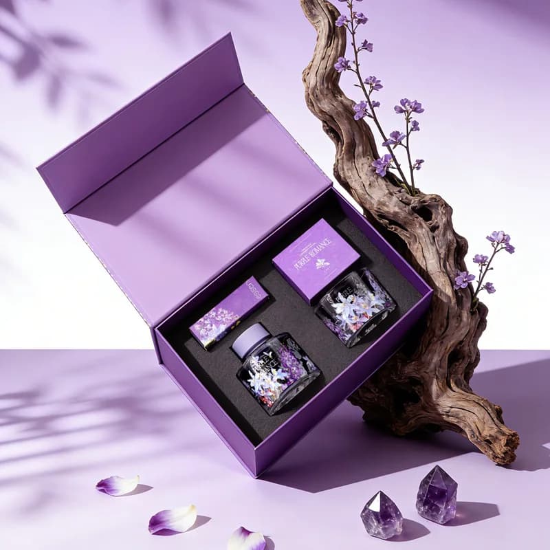 Purple Aromatherapy Gift Set with Diffuser Stone (Flameless Fragrance)