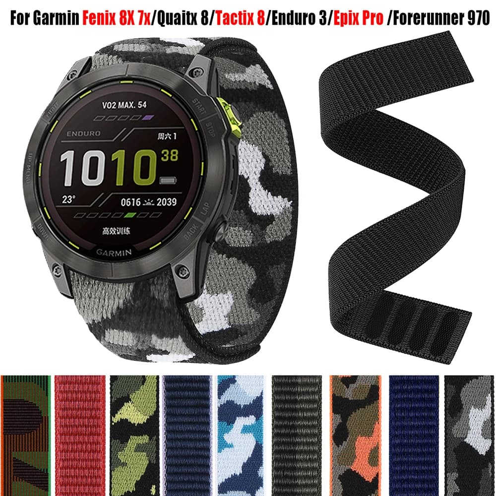 Fascia in nylon con gancio da 22mm 26mm per Garmin Epix Pro Gen2 TACTIX 8 Enduro instinto/Fenix 8 7 8X 7X 6X Pro/Forerunner 970 965 cinturino