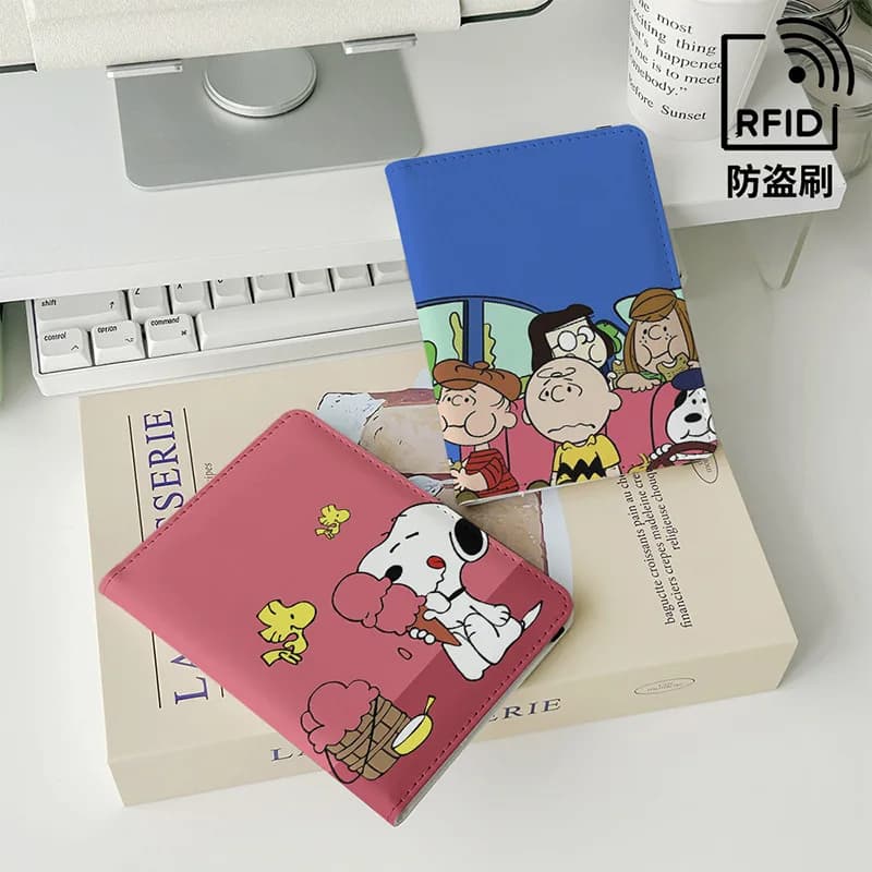 Snoopy Id Card Holder Cartoon Kawaii Passport Bag Protective Cover Multifunctional Card Travel Portable Storage Children Gift