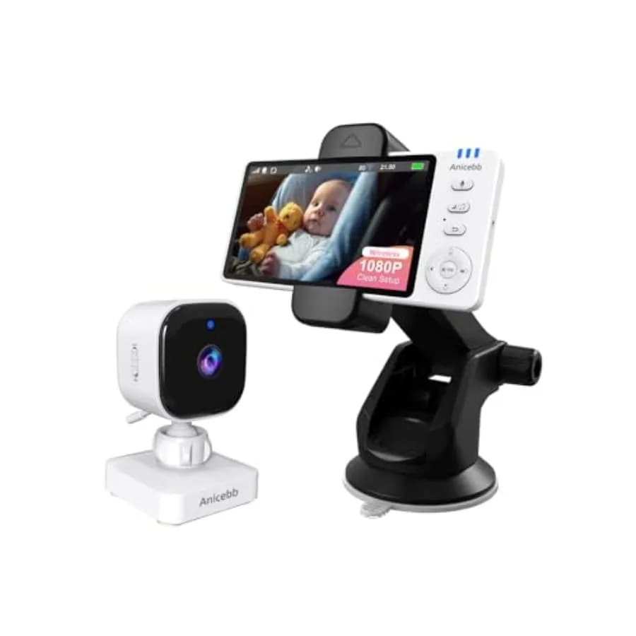 Wireless Baby Car Camera with 1080P Night Vision, Auto On/Off - Portable Baby Monitor for Car, Home Travel - 8 Lullabies, 3 Mou