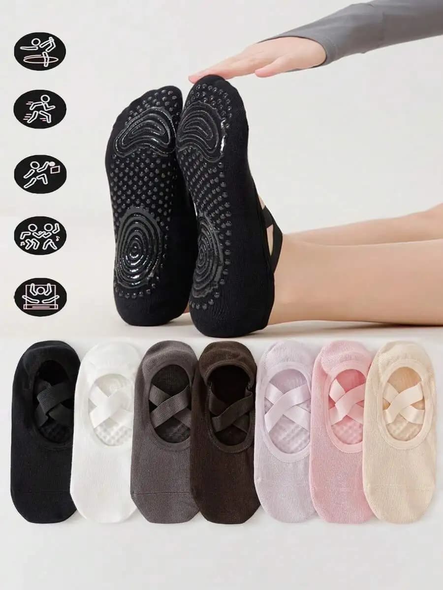 1/3/7 paia di calzini da yoga per donna, calzini da yoga antiscivolo in silicone, impugnatura professionale per allenamento, adatti per corsa, palestra