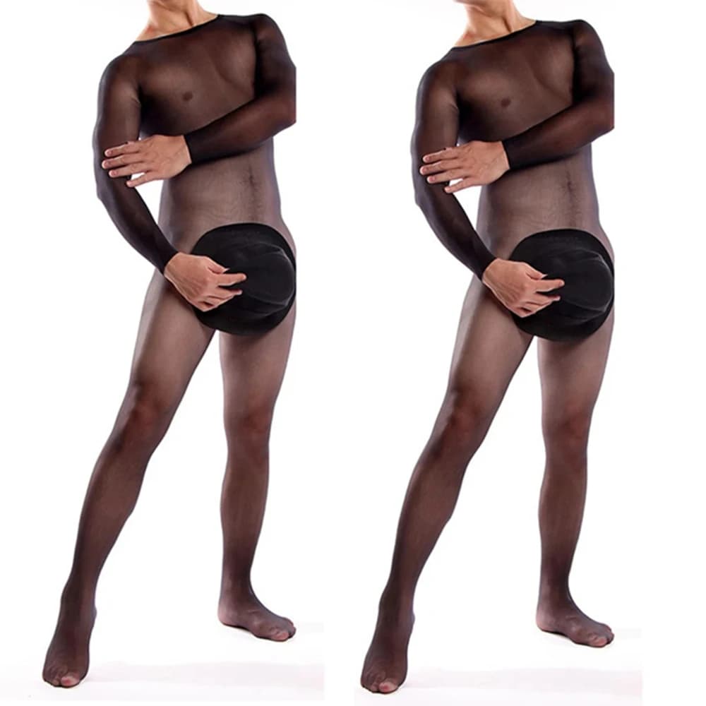 Collant in nylon con apertura sul cavallo Collant elasticizzato Calze a rete Bodystocking Uomo Coppia Tuta da discoteca erotica Donna