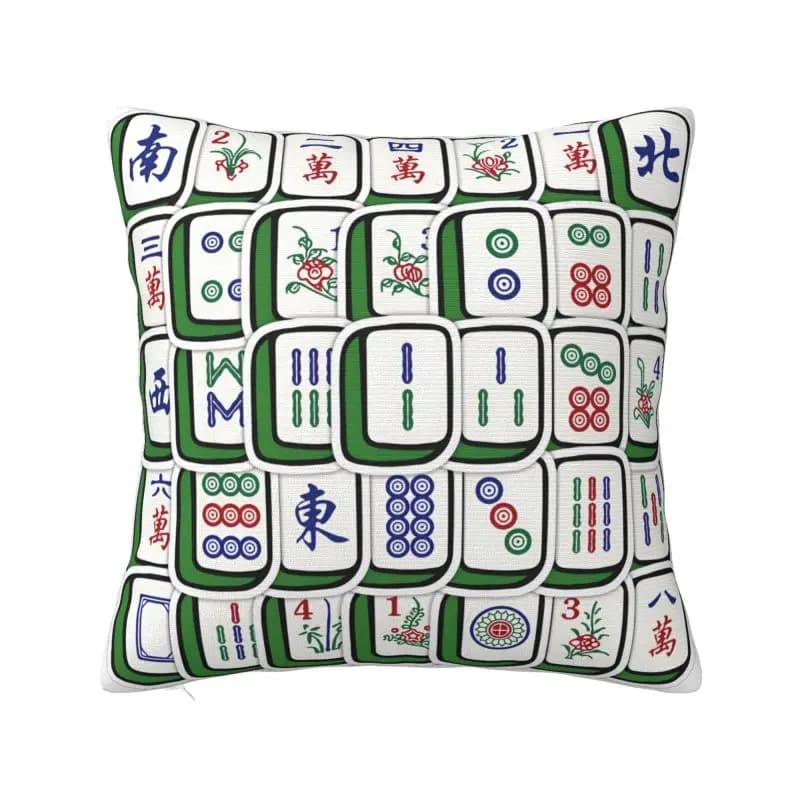 Mahjong Piastrella Modello Federa per cuscino Decorativa per la casa Cuscini di lusso Fodera per divano Seggiolino auto Federa quadrata in poliestere