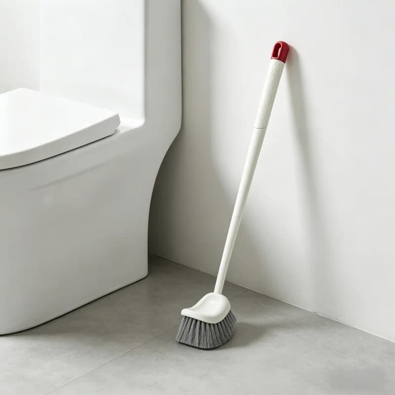 Spazzola per WC da Bagno con Manico Lungo e Setole Morbide, Montaggio a Parete, Strumento per Pulizia Senza Angoli Morti con Design Appendibile