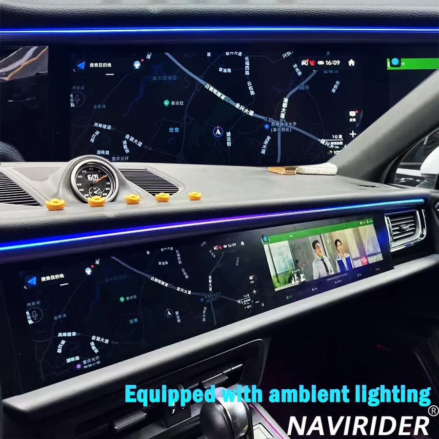 Radio 4G Android Atmosphere Light 12.3 + 12.3 Wireless Carplay Double Screen For Porsche Macan 2011-2017 Auto Multimedia Video Reader