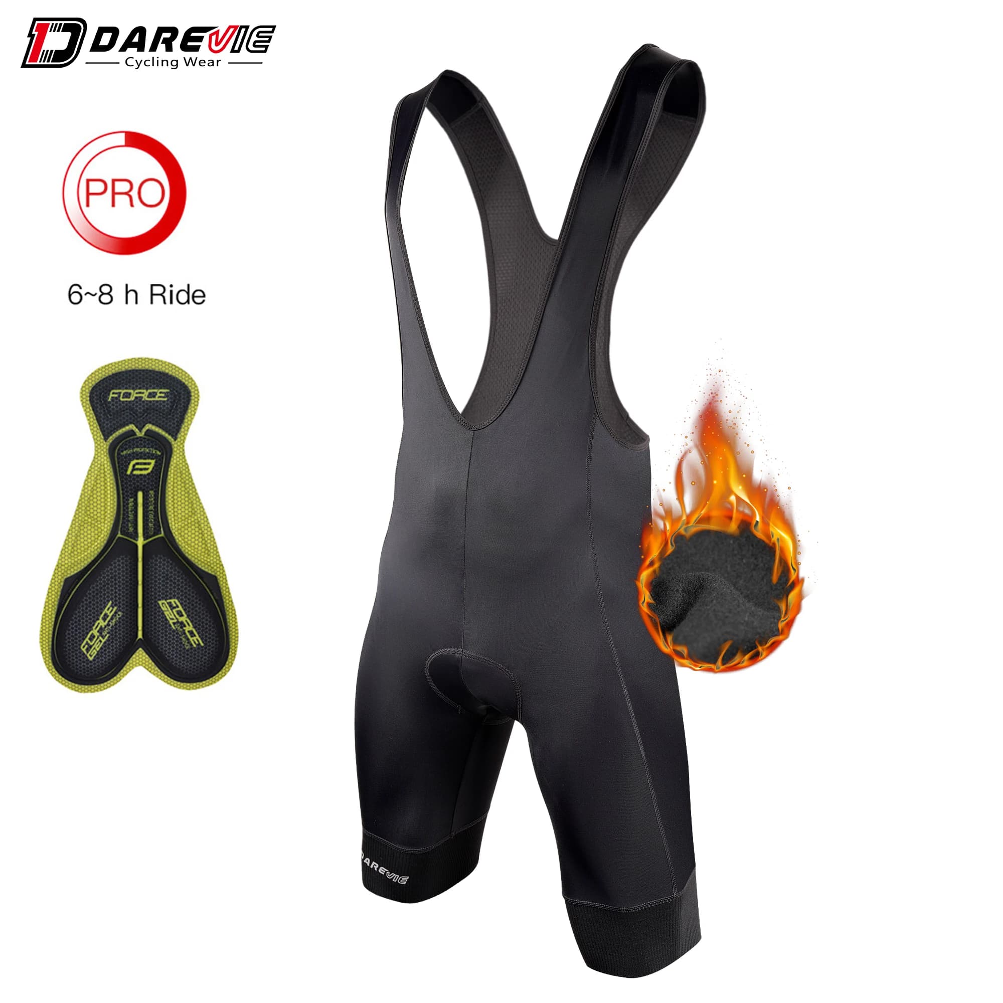 DAREVIE Men's Winter Cycling Shorts with Ice Bearing Men's Cycling Shorts 6 hours with 7 cm leg clamp for 5-15 °C Hot winter