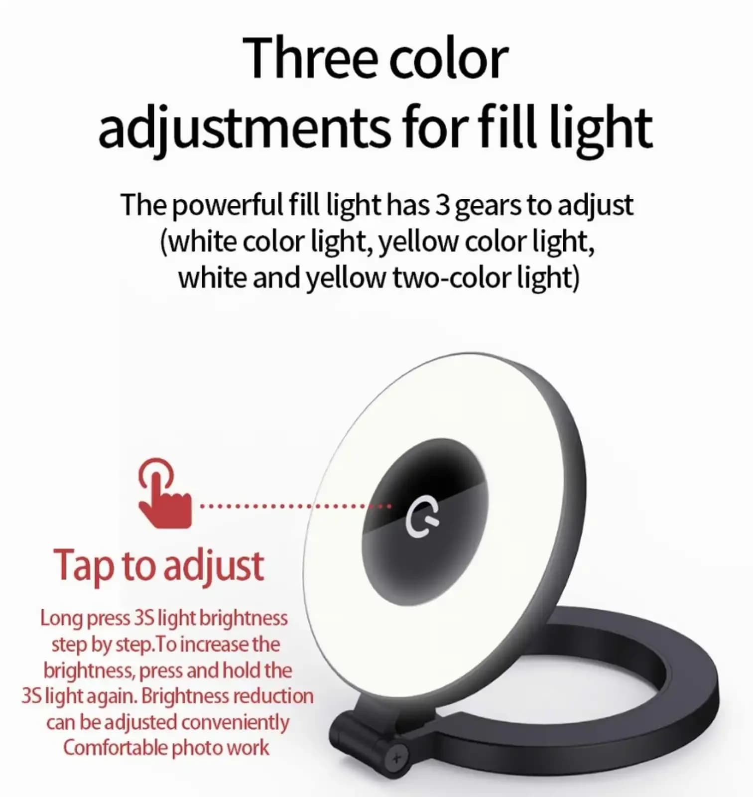 Mini magnetic pocket magnetic light ring for Iphone/Android 2500K-9000K Dimmable fill light Portable selfie light for vlogging