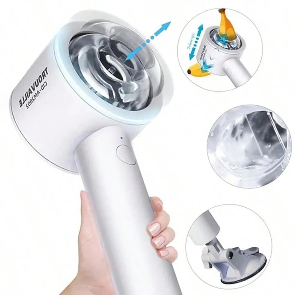 Fully Automatic Retractable Electric Mask Masturbator with Straight Channel, Hair Dryer and Air Mug, in TPE Granules