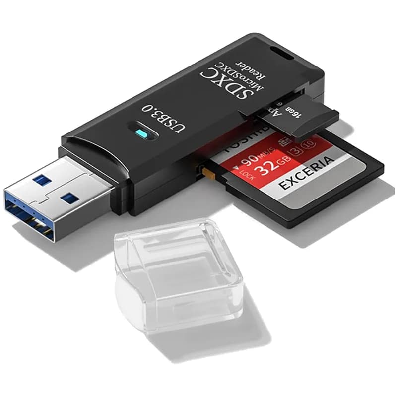 Lettore di Schede USB 3.0 Multifunzione 2-in-1, Convertitore per Micro SD TF, Adattatore per Schede di Memoria USB per PC e Laptop