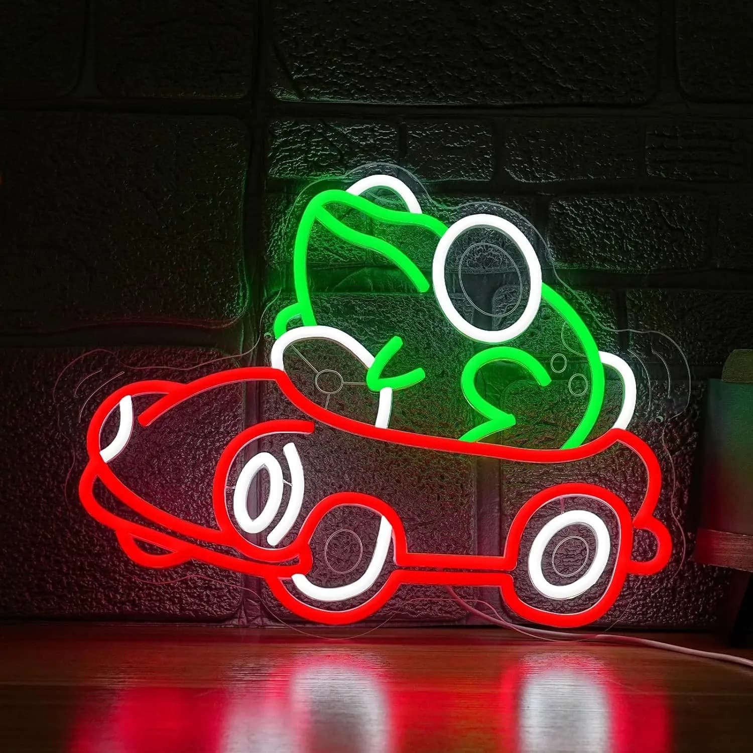Insegna al Neon a LED USB a Forma di Rana che Guida un'Auto, Luce da Parete Artistica per Sala Giochi, Feste, Bar, Decorazione Camera da Letto, Regalo Personalizzato