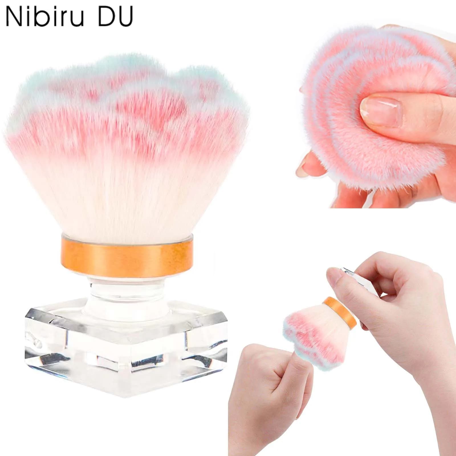 Nail Art Pennello diamantato a forma di rosa Pulizia morbida dei capelli Spazzole antipolvere Pennello per fard in polvere Pennello per trucco Strumento per manicure