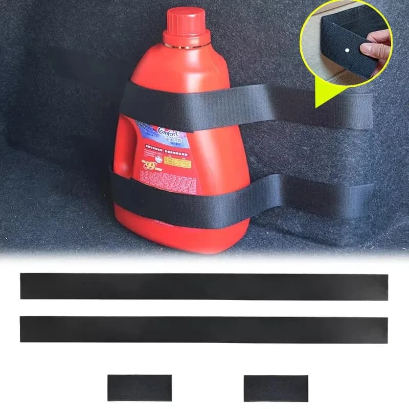 1set Car Trunk Organizer Elastic Fixing Strap Fire Extinguisher Fixing Strap Universal Storage Bracket Velcro Strip Auto Parts
