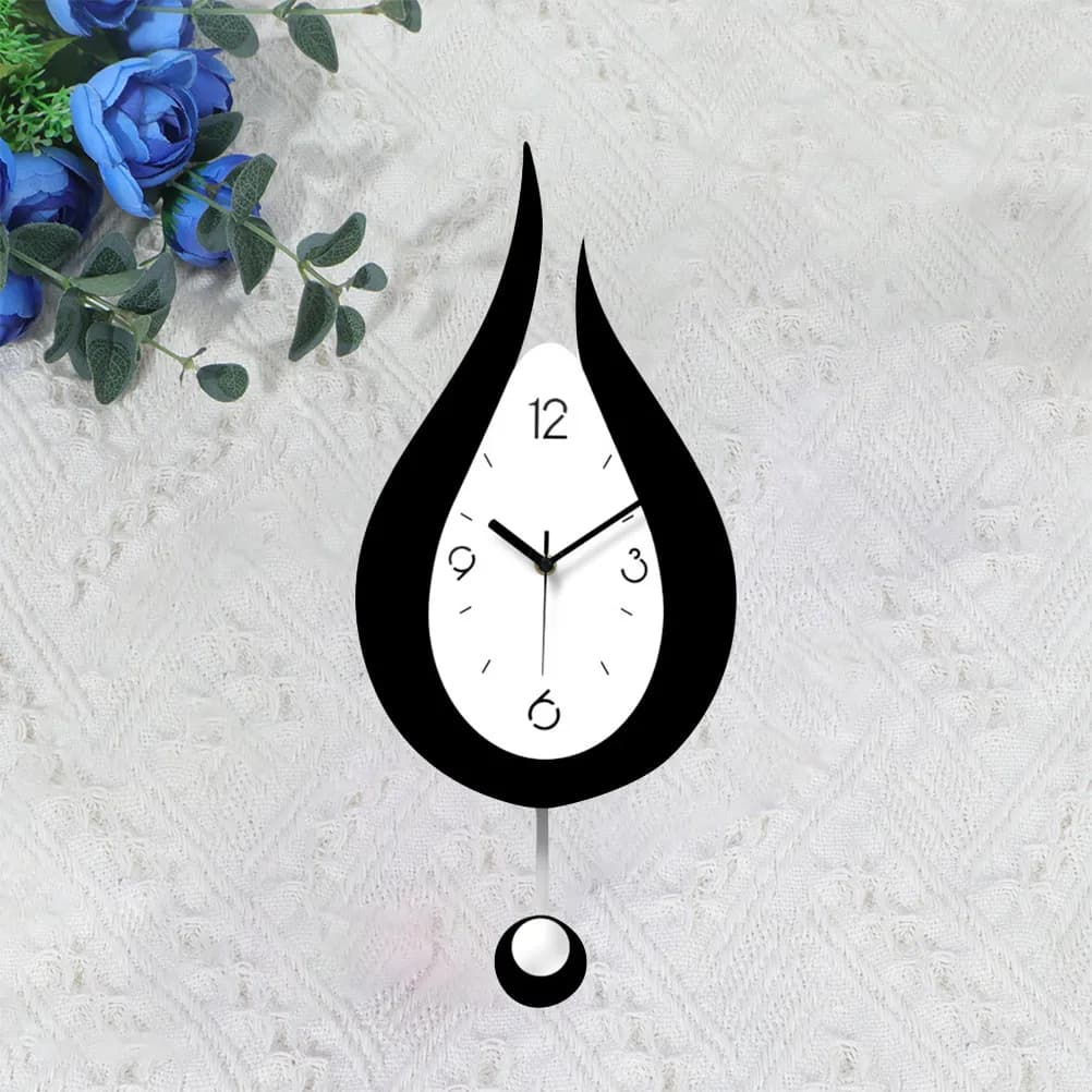 Orologio da parete in acrilico a forma di goccia d'acqua, design creativo con pendolo oscillante, orologio decorativo moderno, facile da pulire, leggero, artistico