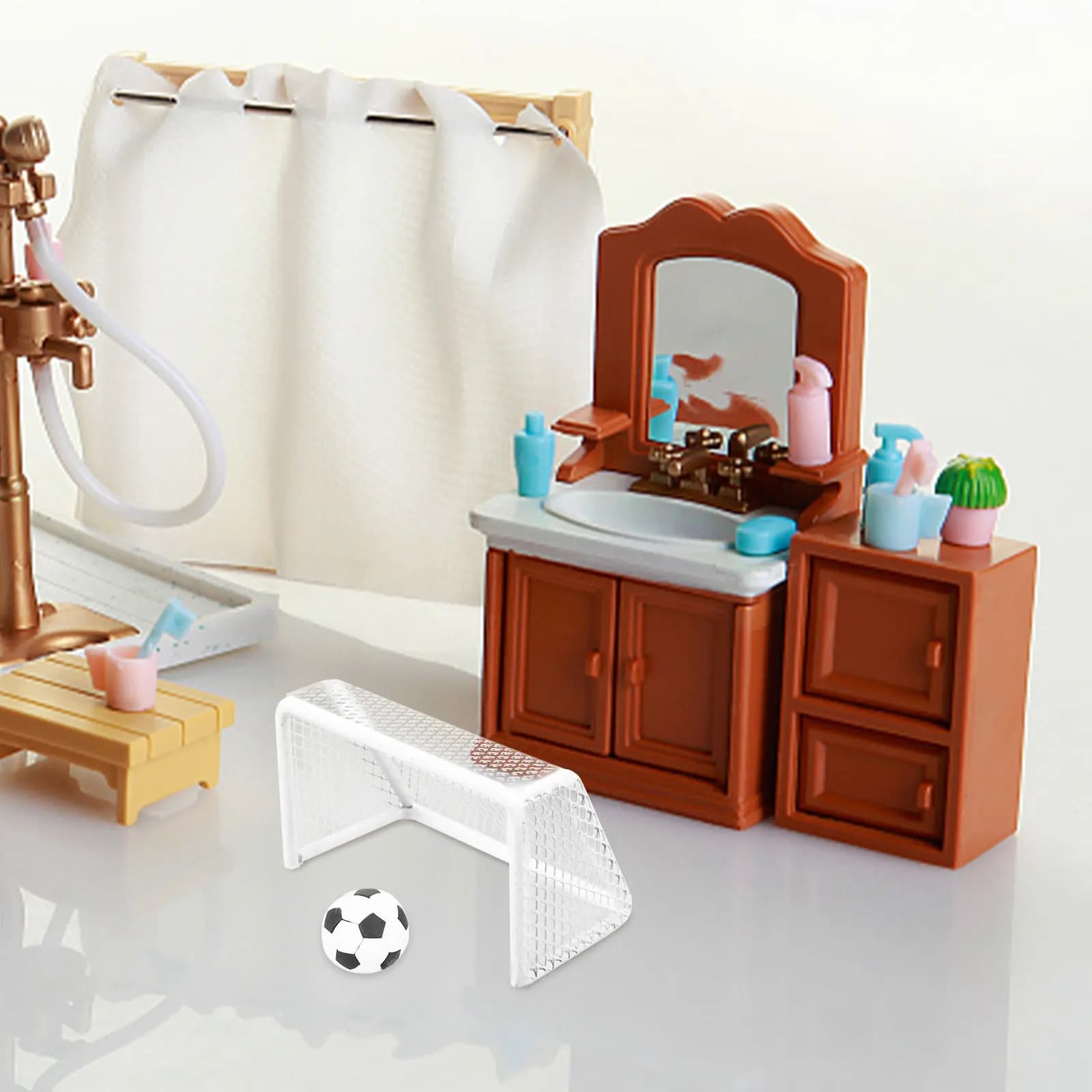 Set di Mini Porte da Calcio dal Design Realistico per Casa delle Bambole, Set di Reti da Calcio per Gioco al Coperto, Decorazione da Tavolo