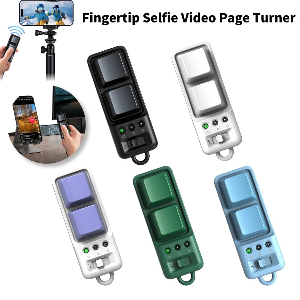 Fingertip Selfie Video Page Turner Dual Button Portable Multifunctional Smartphone Remote Clicker for Tablet Phone