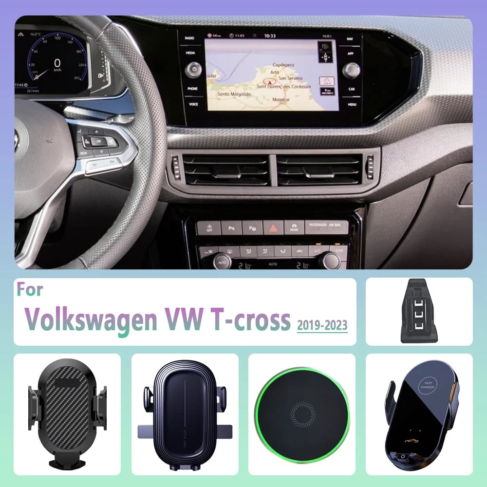 For Volkswagen VW T-Cross 2019-2023 Car Phone Support Wireless Charging Phone Support for Car Magsafe Support Accessories
