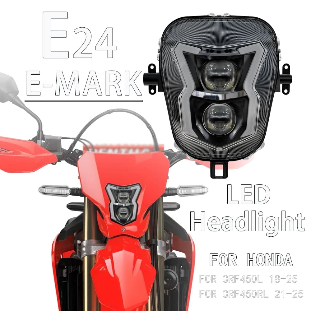 Faro LED E24 per Honda CRF450RL CRF450L CRF 450 RL L 2018-2023 2024 2025 Luce Moto Lampada DRL Maschera Carena