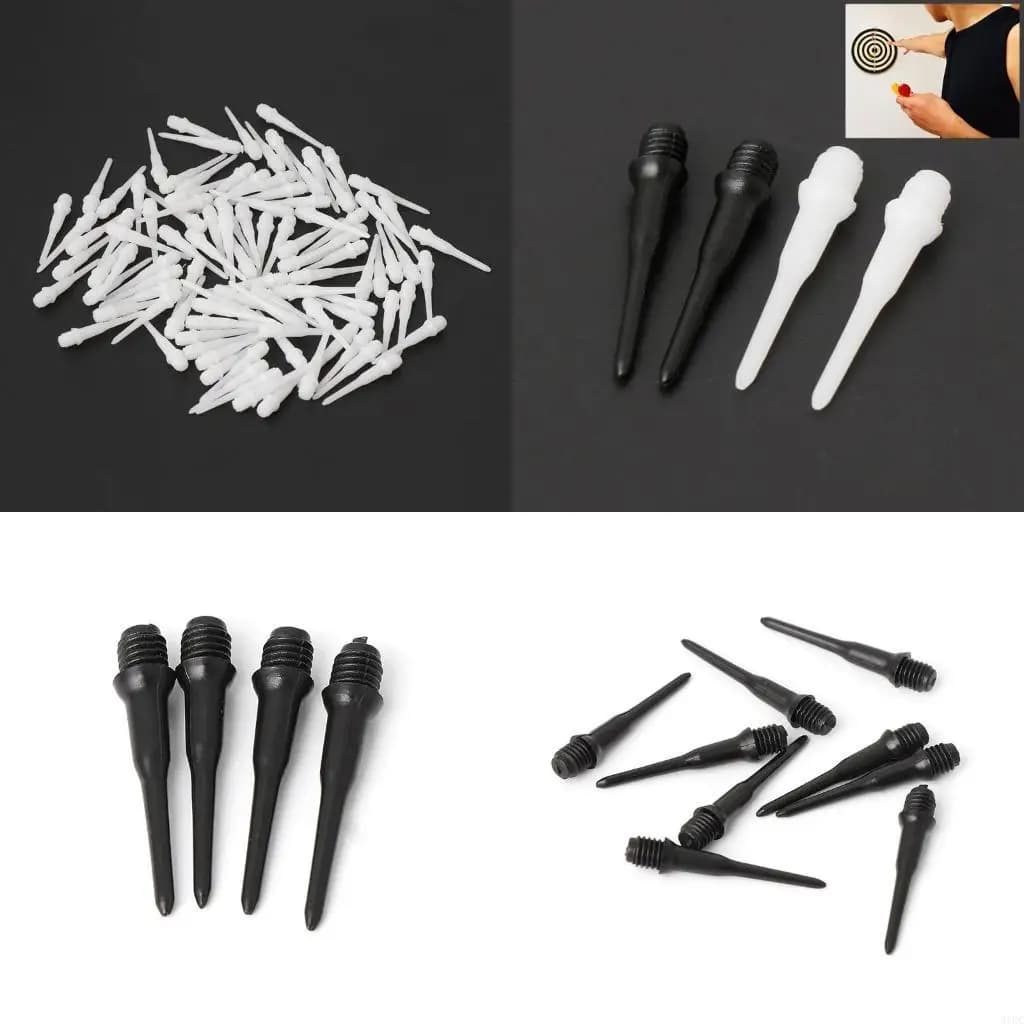 100 pezzi aste per freccette punte morbide tubo in plastica accessori ricambio per freccette gadget da gioco nero bianco