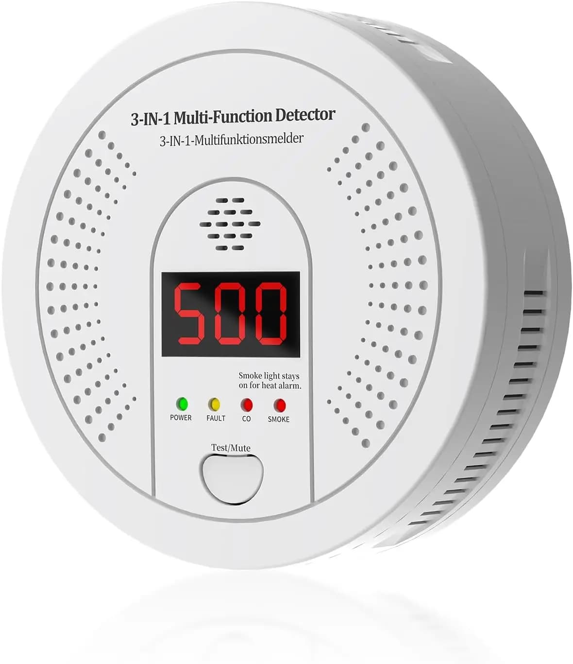Rilevatore di Gas 3-in-1: Allarme Fumo, CO e Calore con Batteria da 10 Anni, Display LCD e Avviso Acustico per la Sicurezza Domestica