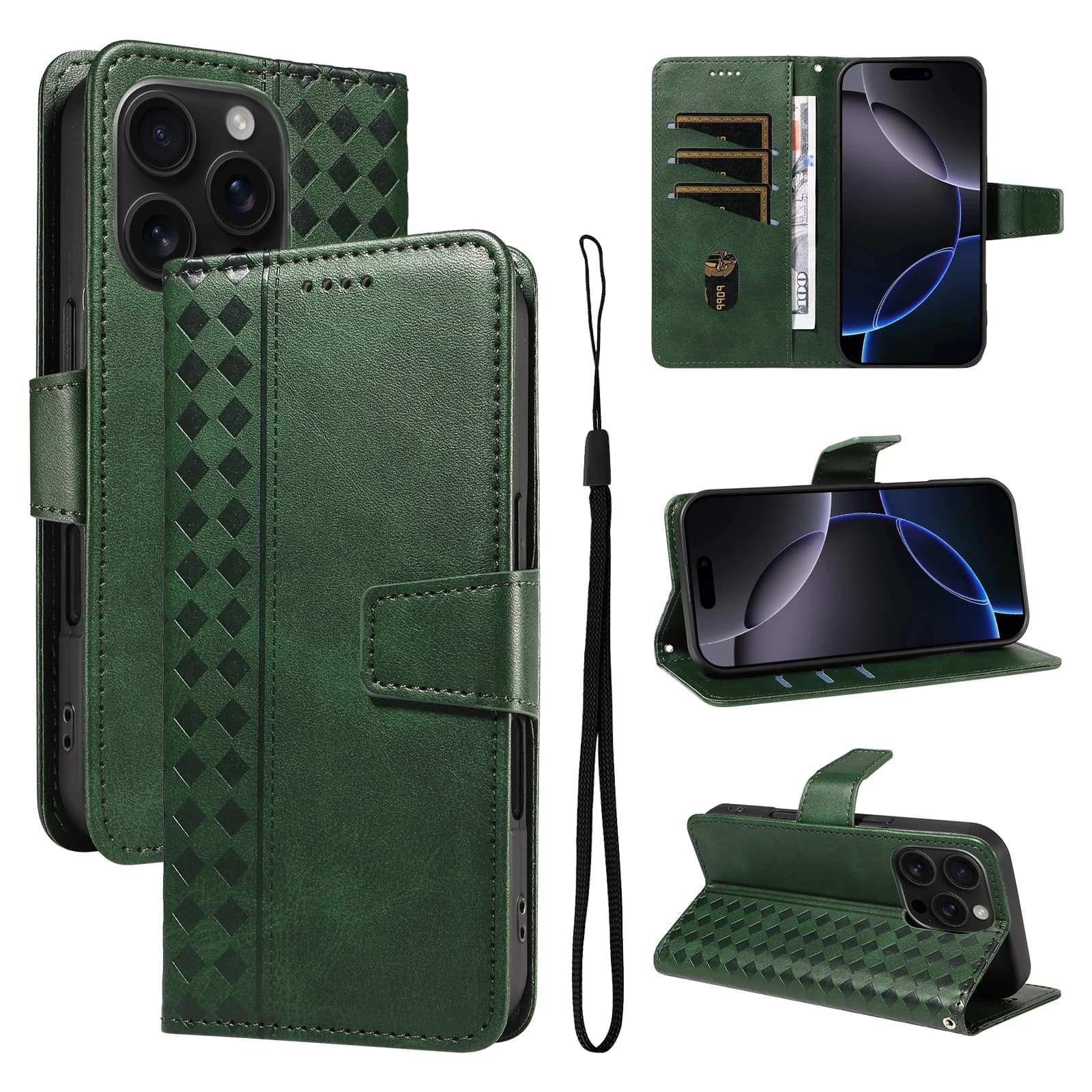 Custodia a libro in pelle con laccetto da polso e RFID per Motorola Moto G86 G56 G85 G75 G55 G45 G35 G84 G54 G34 G24 G14, con 3 slot per carte