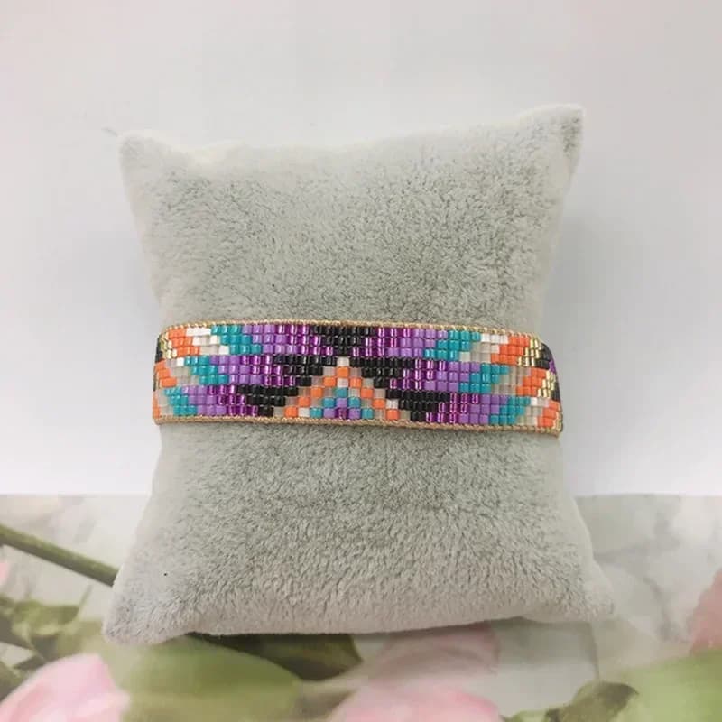 Bracciale con perline Geometria Modello a freccia Colore sfumato Conchiglia della Boemia Set di braccialetti con perline di riso regolabili per tessitura a mano