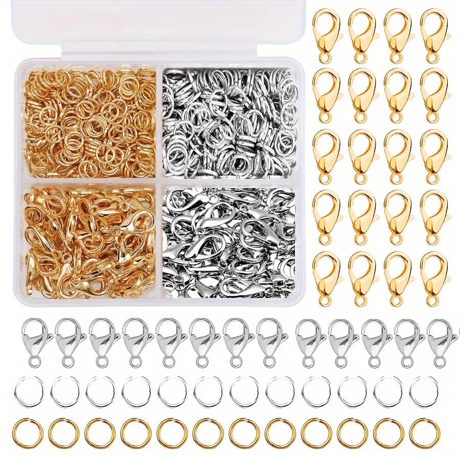 300 pz/scatola 100 pz Chiusure A Moschettone E 200 pz Anello di Salto Aperto Connettore Per La Produzione di Gioielli, FAI DA TE Collane Del Braccialetto cavigliera accessori