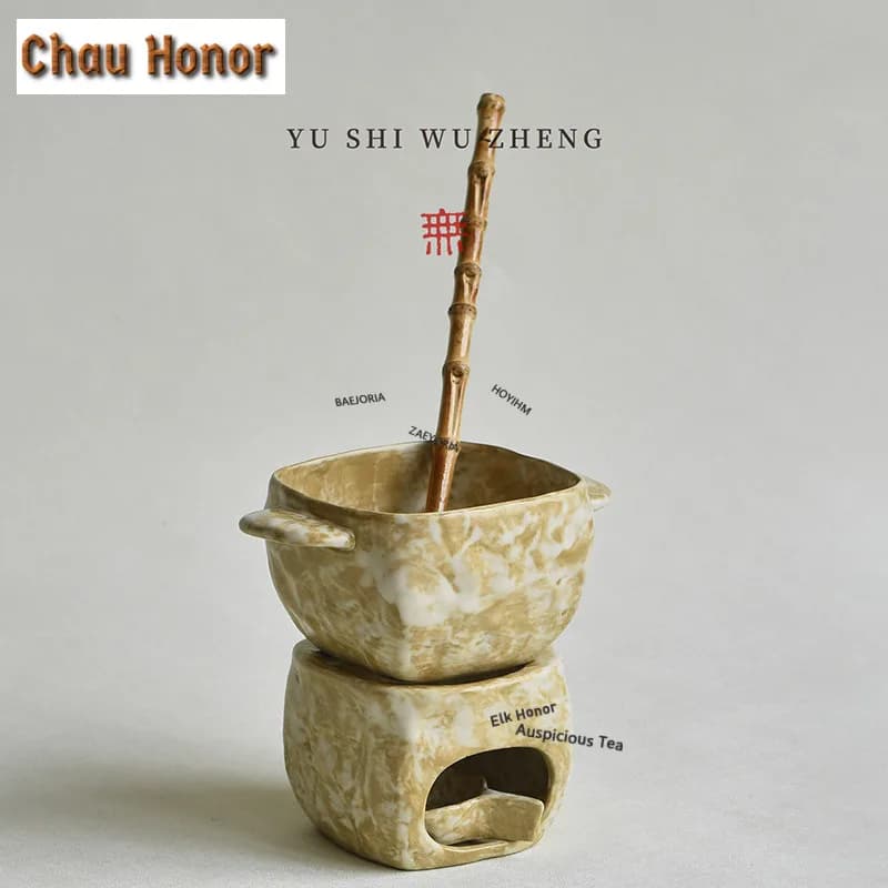 Creative Rice Field Fired Rustic Tea Warmer Holder Candle Heater Stove Kettle Stand Boiling Water Carbon Furnace Tea Ceremony