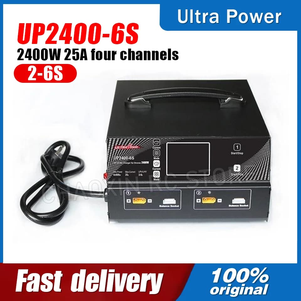 ULTRA POWER UP2400-6S 2400W 25A 2-6S UAV Drone Charger, 4 Channels LiPo/LiHV Battery Charger for Agricultural Drone