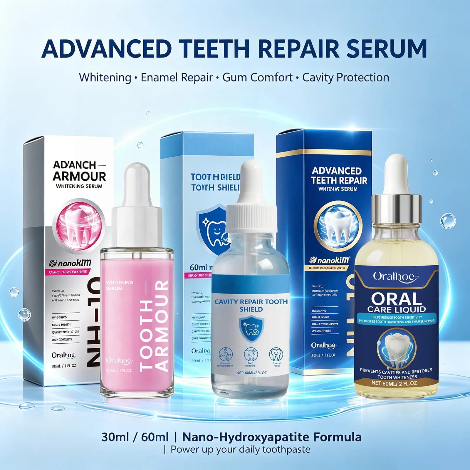Advanced Teeth Repair & Whitening Serum – Nano-Hydroxyapatite Formula for Enamel Restoration, Sensitivity Relief, Gum Comfort