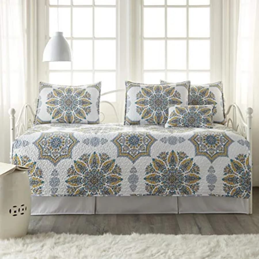 Southshore Fine Living Inc. Twin Daybed Comforter Set 6-Piece Twin Boho Bedding Set with Daybed Cover 3 Pillow Shams Bed Skirt
