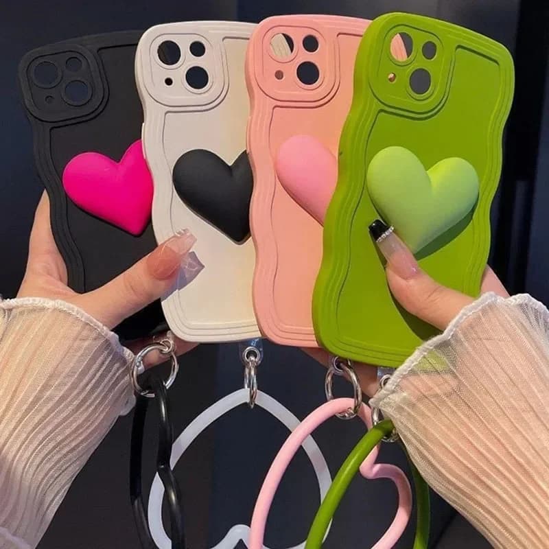 Custodia per telefono con onde in silicone liquido con anello a cuore per Samsung Galaxy Note 8 9 10 20 S24 S23 FE S22 S21 Ultra S10 S9 S8 Plus Cover morbida