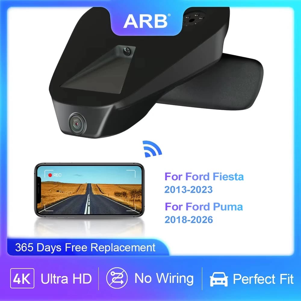 Vehicle camera for Ford Fiesta / Ford Puma 2018-2023, ARB 4K Plug & Play Dashcam WIFI