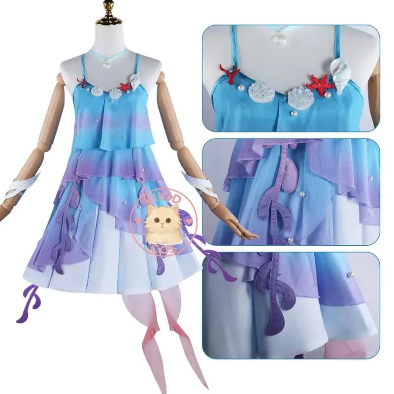 Honor Two Kings Duoia Sereia Costume Cosplay da donna Stile Anime Set completo Abiti bidimensionali Bonitoa;2,c'