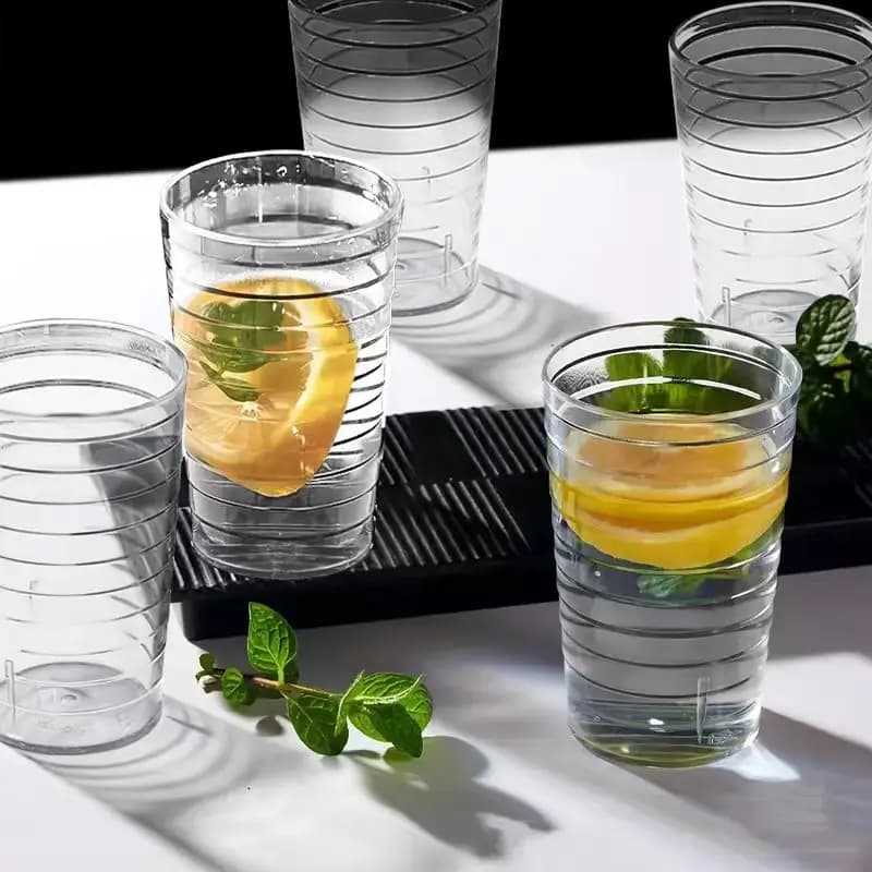 5 pezzi di plastica trasparente anticaduta tazza di acqua fredda tazza di bevande tazza di acqua tazza di birra facile da trasportare