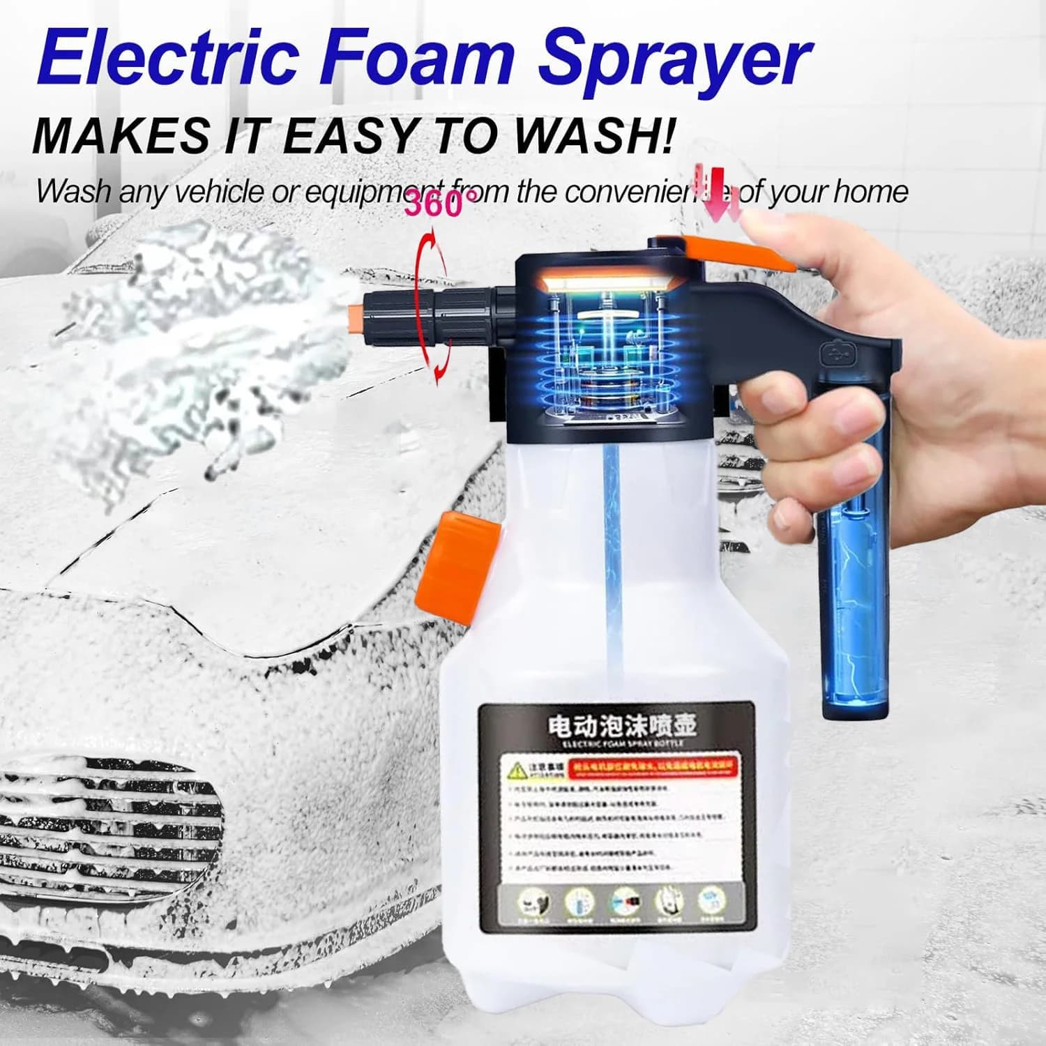 2L Powerful Electric Foam Sprayer Car Wash Snow Foam Spray Bottle Rechargeable Auto Wash Sprayer Can Car Accessories