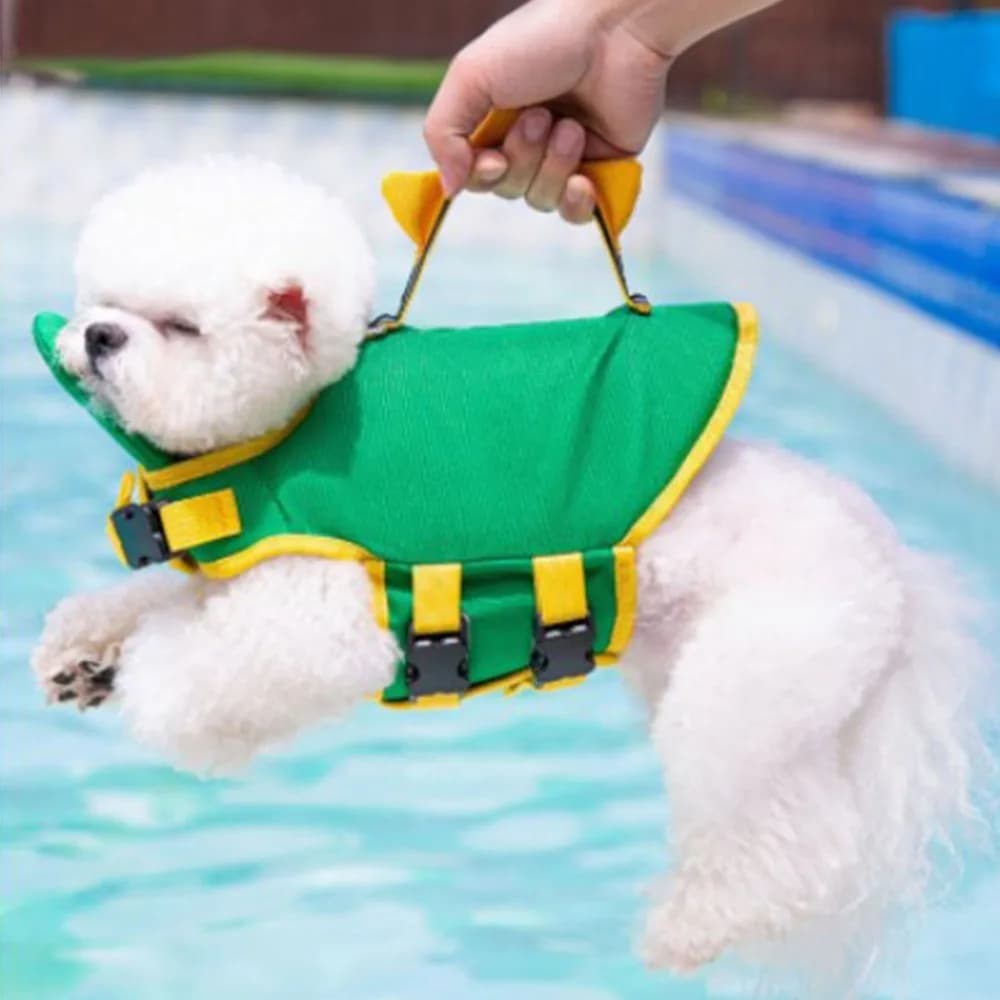 Thickened Dog Life Jacket Green Dinosaur Animal Shaped Dog Swimming Vest Small Medium Sized Buoyant Dog Float Vest Water Sports