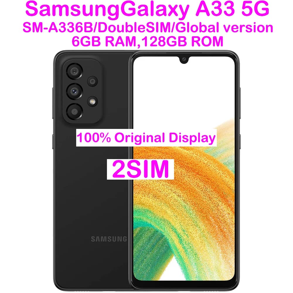 Samsung Galaxy A33 5G Ricondizionato, Smartphone Android A336B Edizione Globale, Dual SIM, Display AMOLED 6.4 Pollici 90Hz, Batteria 5000mAh, Ricarica 25W, Fotocamera 48MP