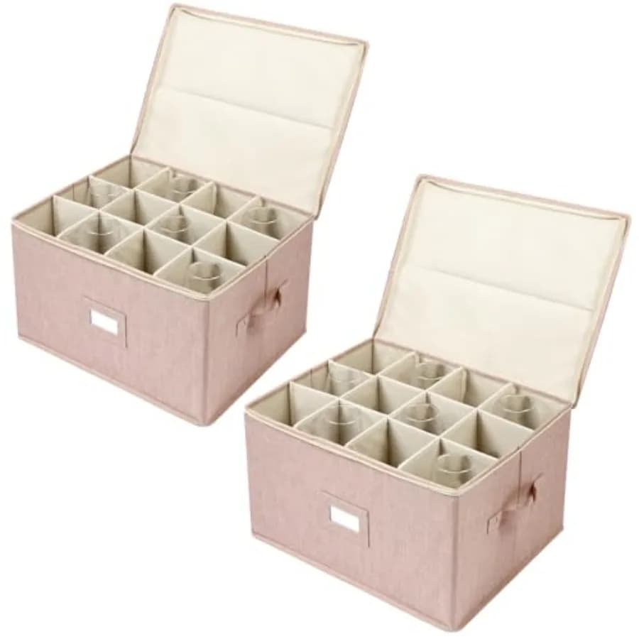 Scatola Portabicchieri da Vino (Confezione da 2) - Contenitori Impilabili con Divisori per 24 Calici da Vino - Ideali per Traslochi