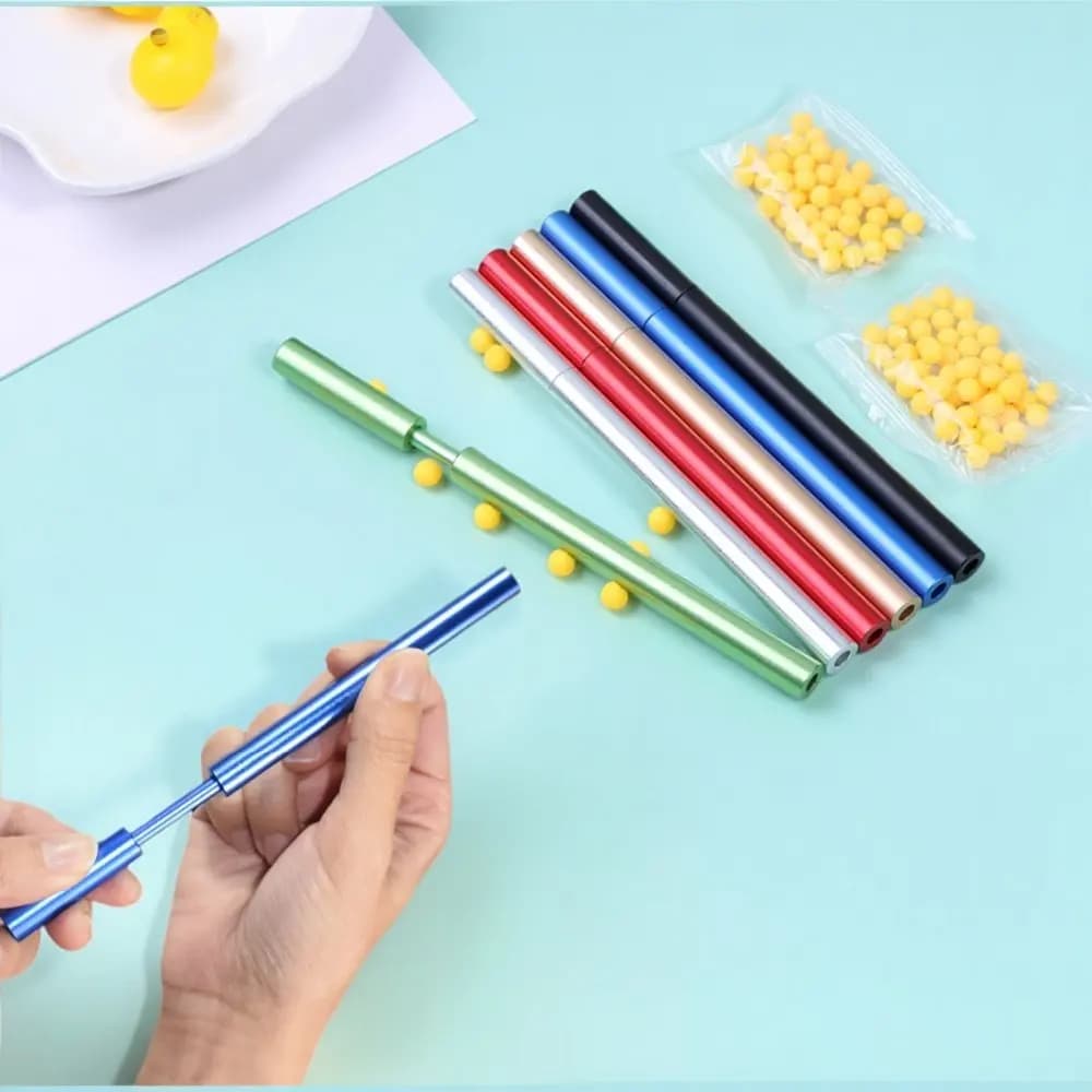 1 Pezzo Tubo in Lega di Alluminio con Effetto Scintillante, Lanciatore di Proiettili Morbidi, Giocattoli Sensoriali Antistress, Gioco di Pinball per Bambini all'Aperto, Regali di Compleanno e Festività