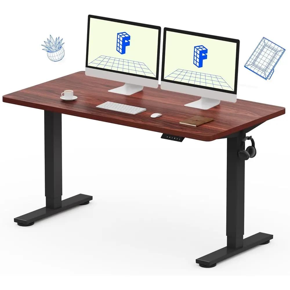 Scrivania Elettrica Regolabile in Altezza con 4 Impostazioni Memorizzabili, Supporta fino a 80 kg, 55x28, Ideale per Casa o Ufficio con Set Doppio Monitor