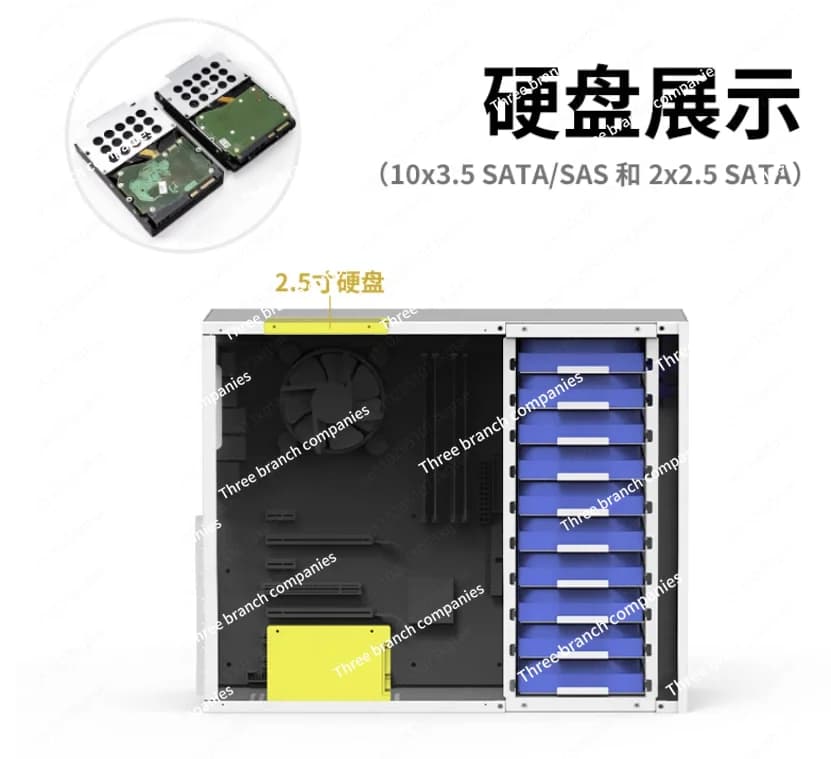 B10 10 Disco NAS Chassis ATX Grande potenza ATX Servizio di archiviazione AIO Synology completamente alto nero