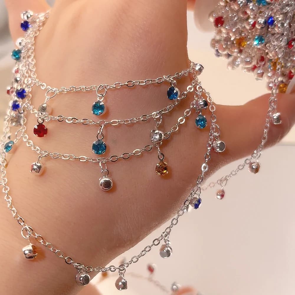 New Chain of Pink Rhinestones, Purple, Blue, Red and White, Metal Chain Plated for Creation of Fai-da-Te Jewelry for Women