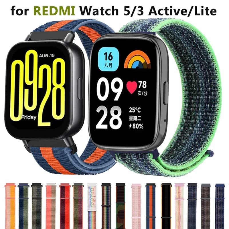 Anello in nylon colorato per Redmi Watch 5 Lite/5 cinturino attivo cinturino sportivo da 22 mm per Xiaomi Redmi Watch 3 Lite/3 Active