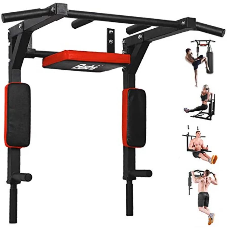 Traction bar and dip station, multifunctional, for home training, indoor, black, durable equipment