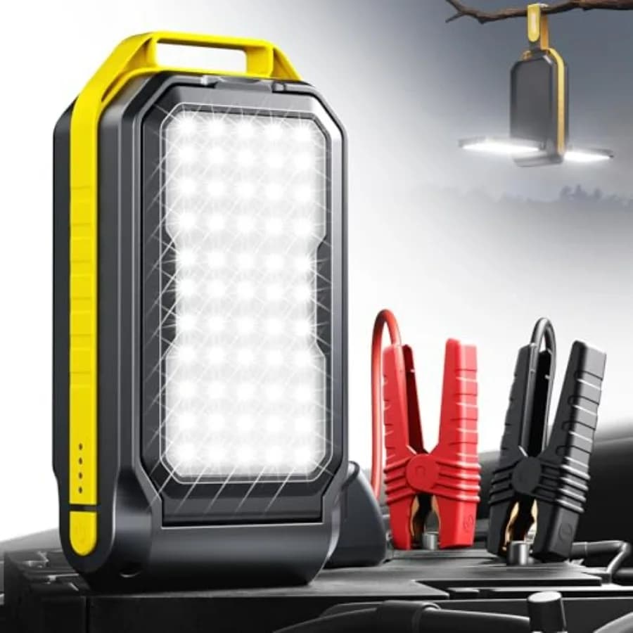 Avviatore di Emergenza Portatile 6000A con Luce LED 4000LM e Power Bank per Auto fino a 10.5L Benzina 10L Diesel, Porte di Ricarica USB