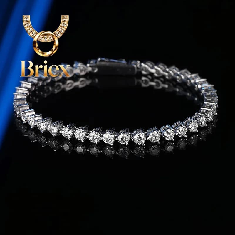 Bracciale Tennis Briex Jewelry di Lusso in Platino Massiccio PT950 da Donna con Diamanti Moissanite da 2.5mm e 3mm, Completamente Tempestato di Diamanti