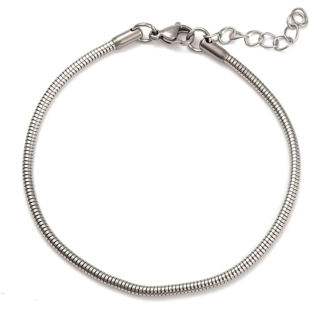 1 pezzo di braccialetti a catena in acciaio inossidabile, bracciale con ciondolo a catena a forma di serpente rotondo piatto con fermagli ad artiglio di aragosta per catene per la creazione di gioielli